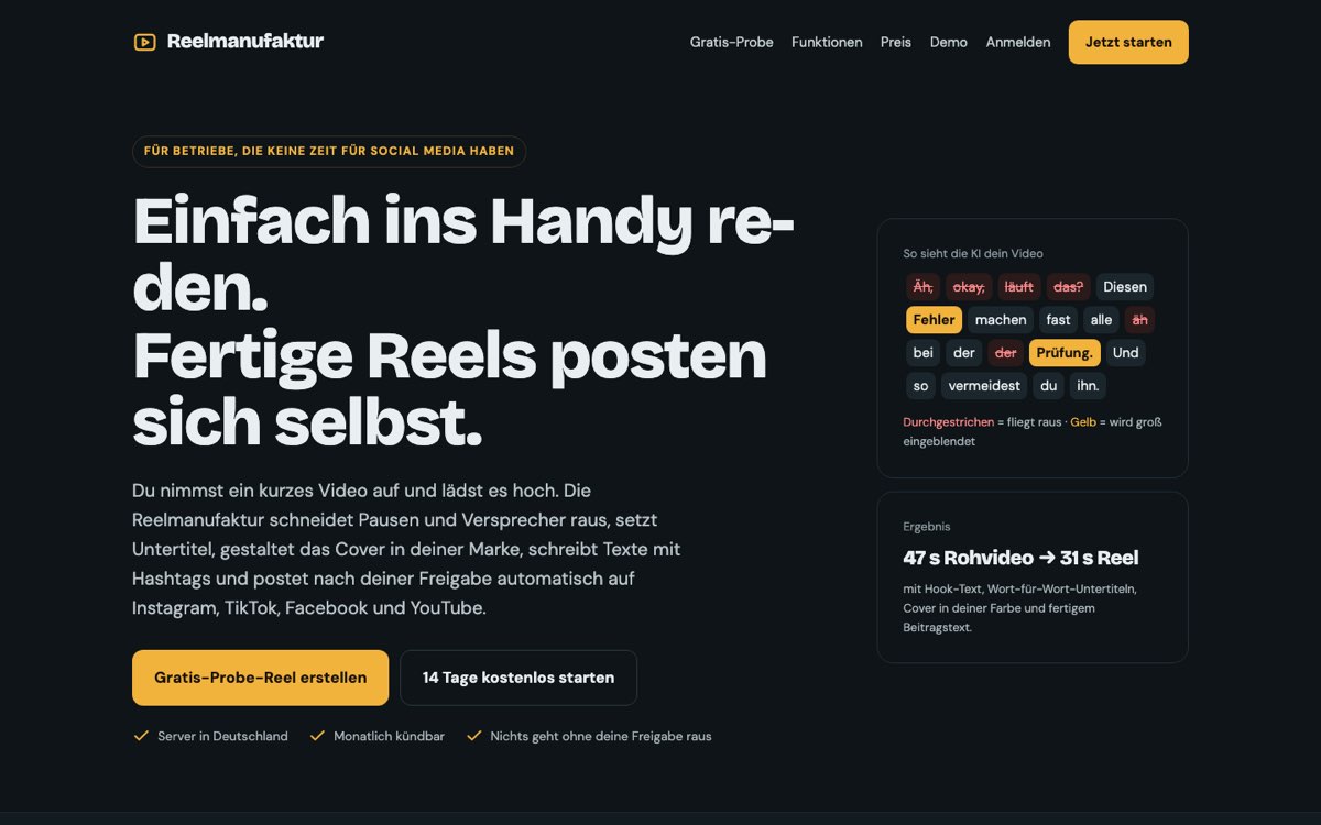 Startseite der Reelmanufaktur